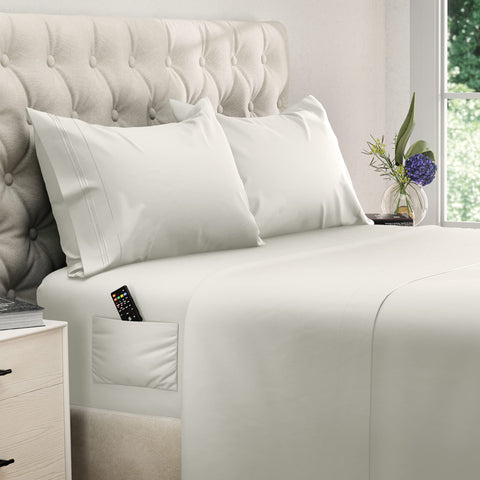 DreamCare king size sheets fitted-pocket shows secure fit for 21-inch mattresses