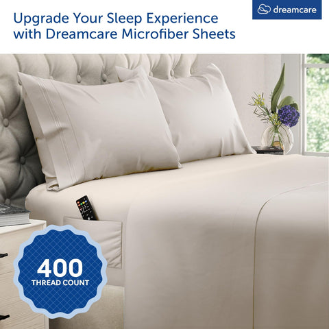 DREAMCARE king size flat sheet draped neatly for hotel-like look.