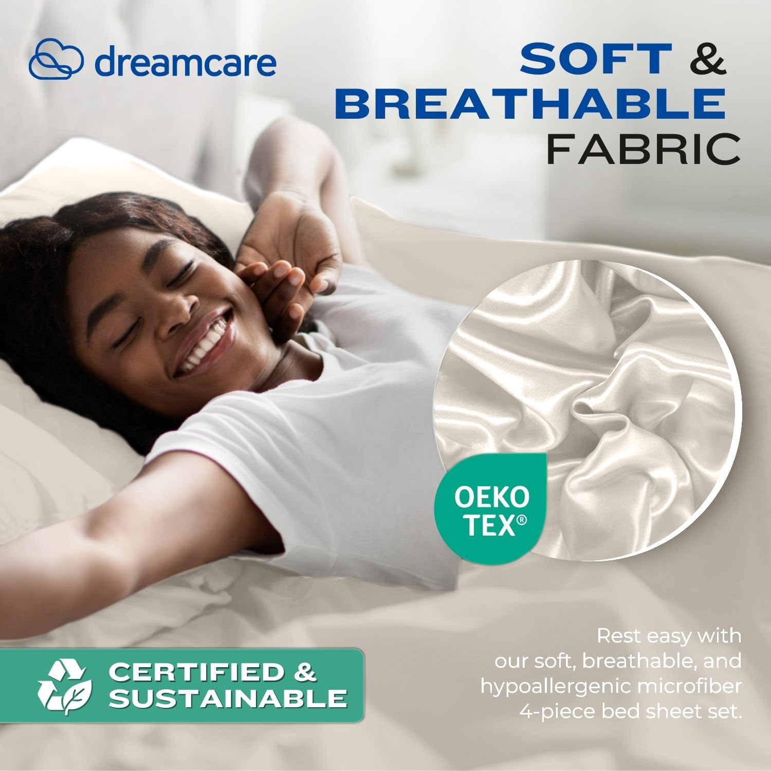 DreamCare king size sheets ivory tone adds hotel-style elegance to the bedroom
