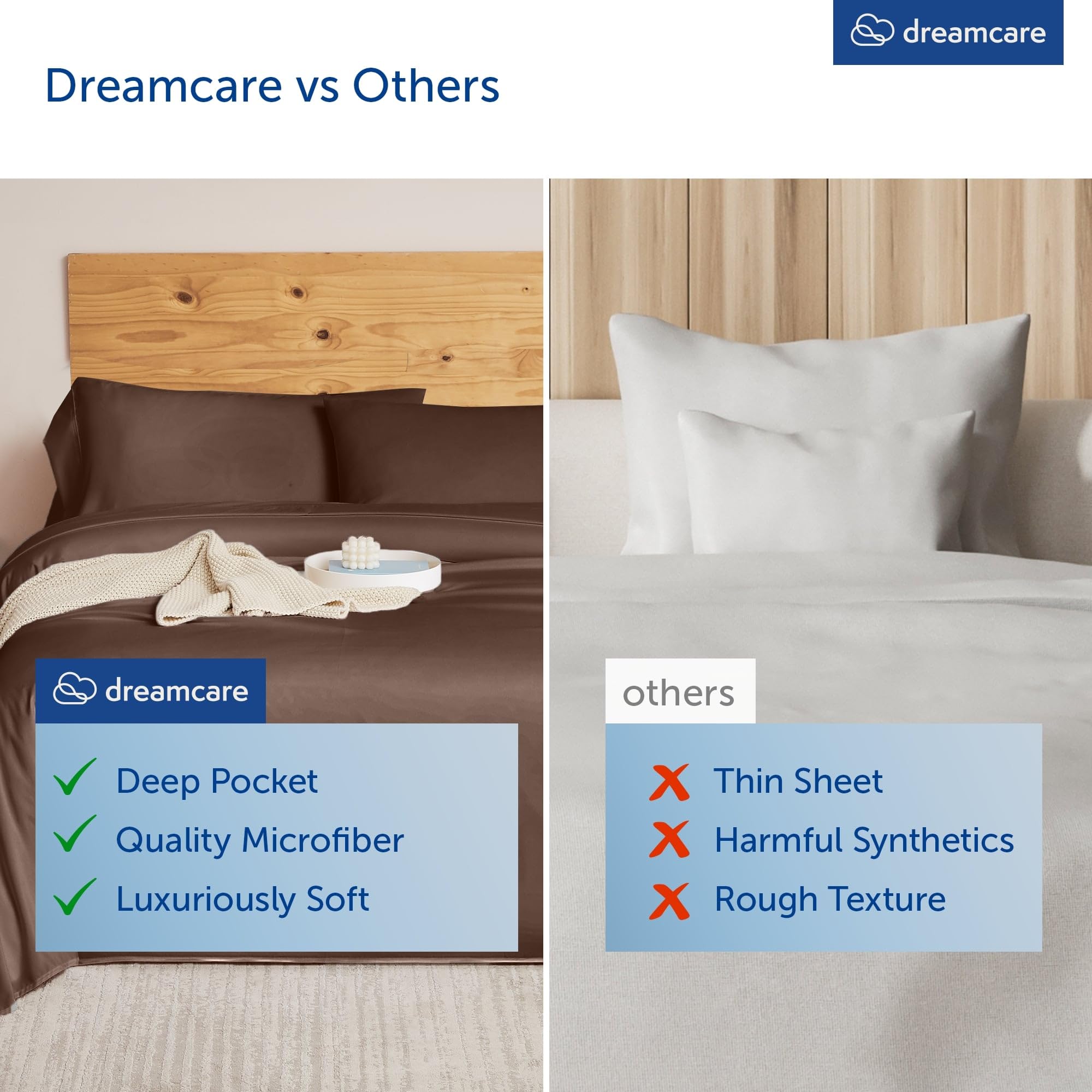 DREAMCARE king sheets in M-Brown color exude hotel luxury.