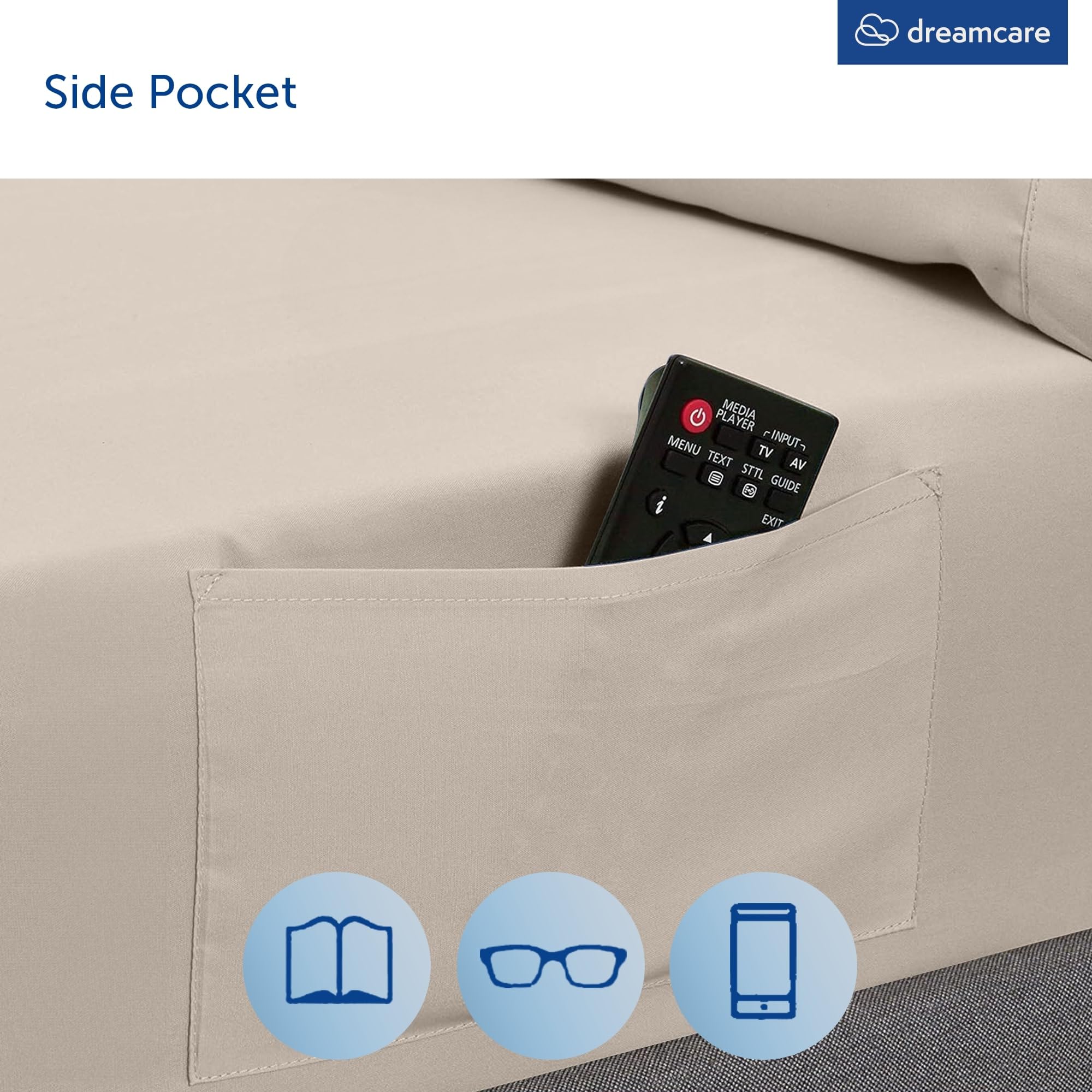DREAMCARE microfiber weave closeup shows wrinkle-resistant finish