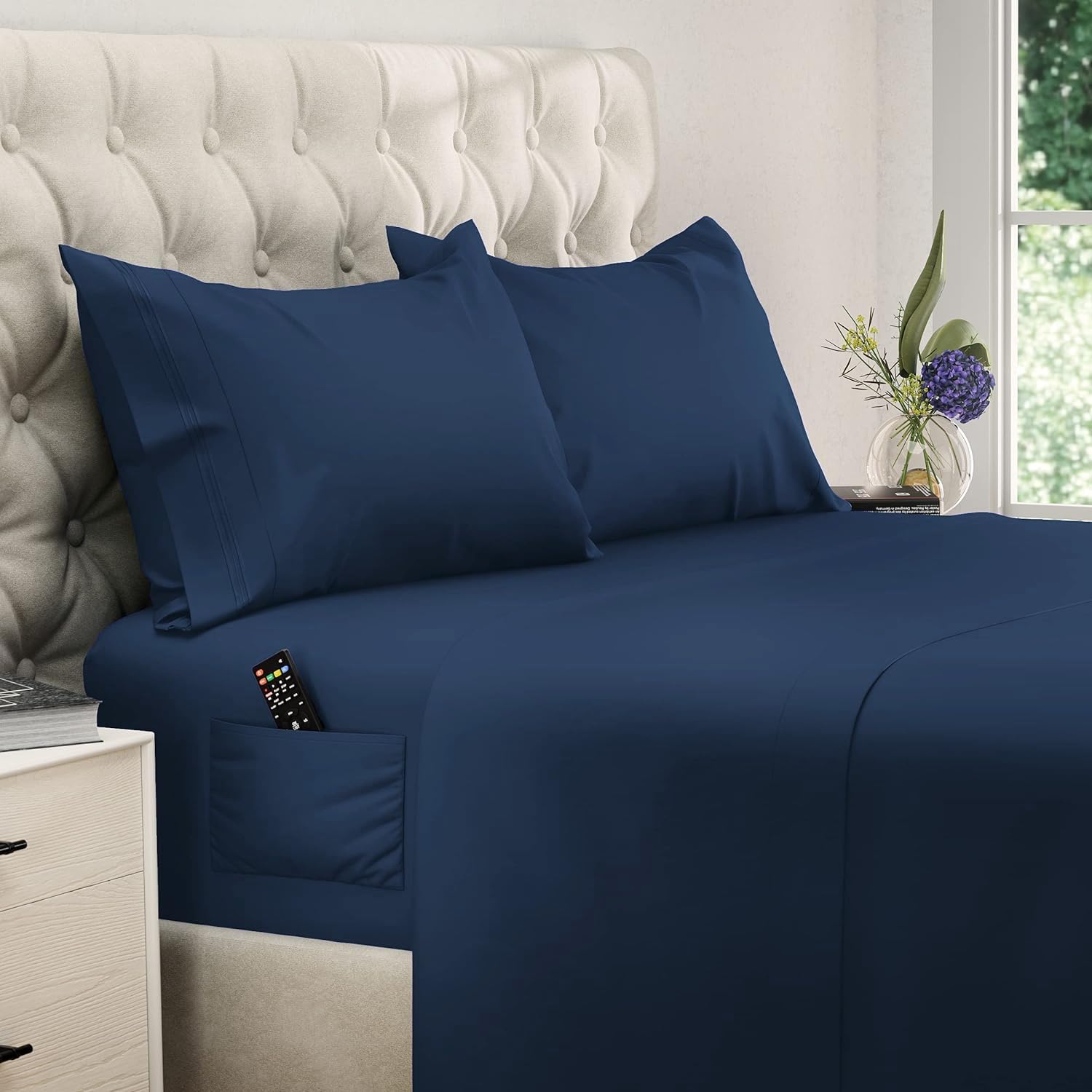 DREAMCARE king size four piece sheets set with soft microfiber for a premium look