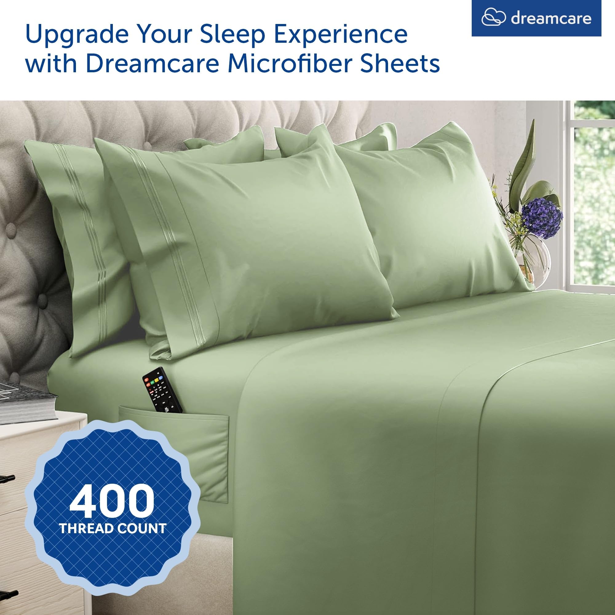 DREAMCARE king-size sheets with extra deep pockets for a secure fit