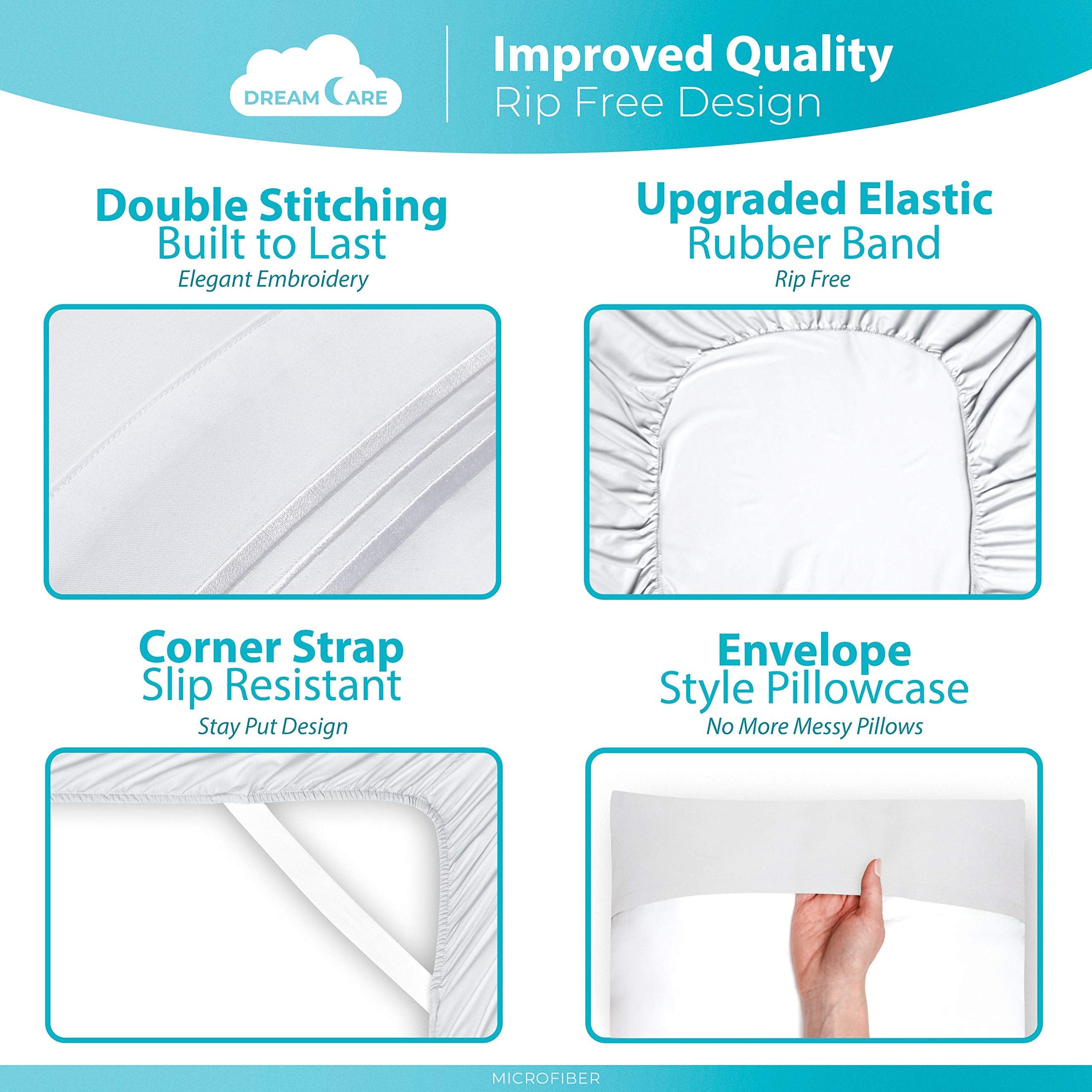 DREAMCARE King Size Sheets Set fabric close-up reveals soft microfiber texture