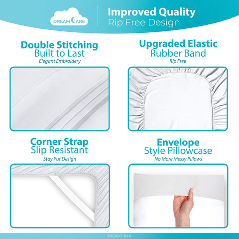 DREAMCARE King Size Sheets Set fabric close-up reveals soft microfiber texture