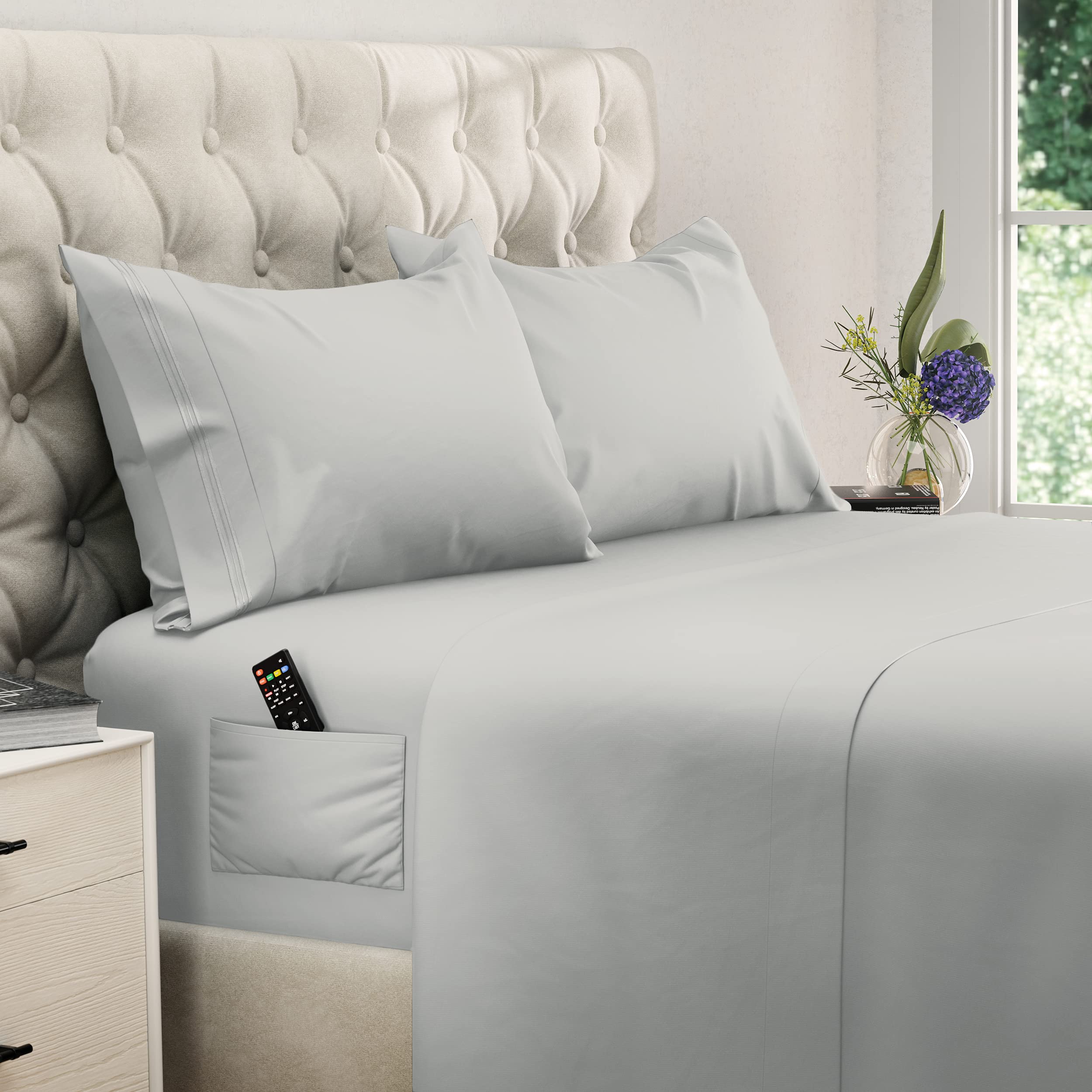 DREAMCARE king-size sheets set main view on bed showing luxury softness and cooling feel