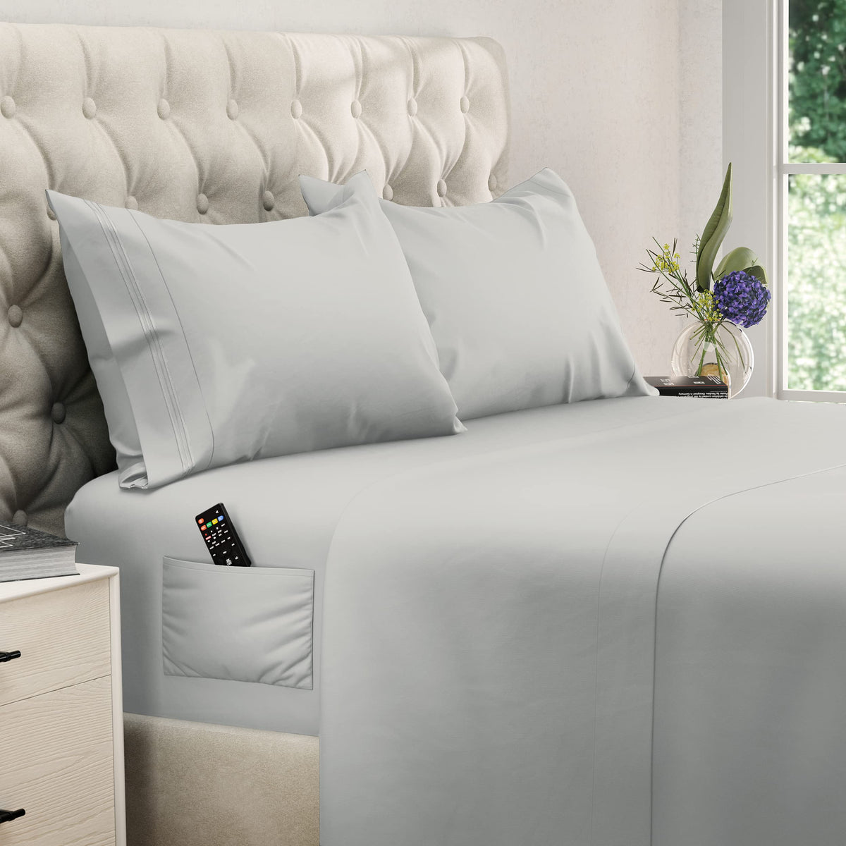 DREAMCARE king-size sheets set main view on bed showing luxury softness and cooling feel