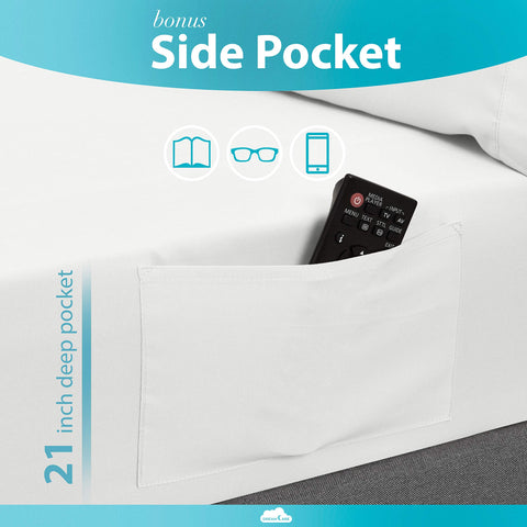 DREAMCARE King Size Sheets Set on bed demonstrates deep pocket fit for mattresses up to 21 inches