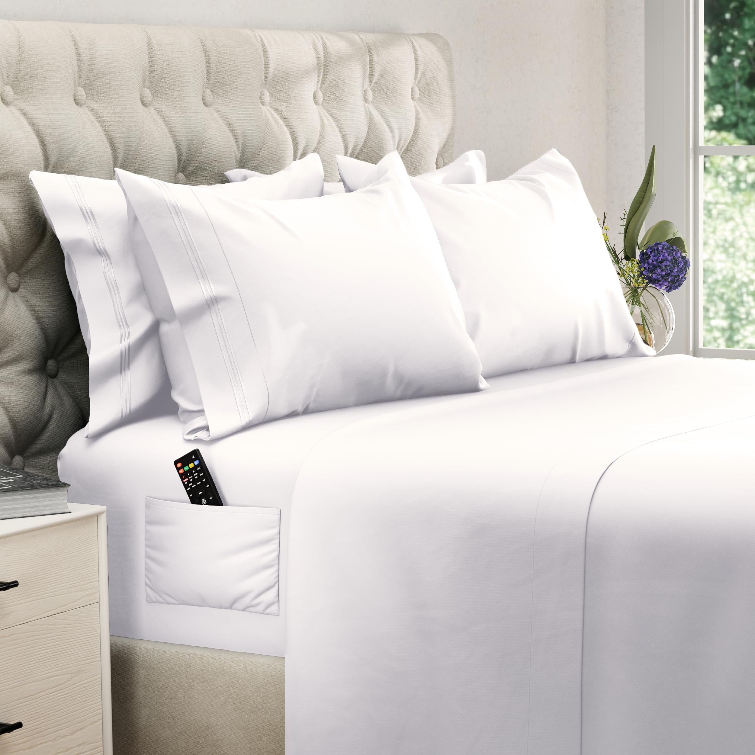 DREAMCARE King Size Sheets Set packaging showing quality and promise of soft microfiber for cool comfort