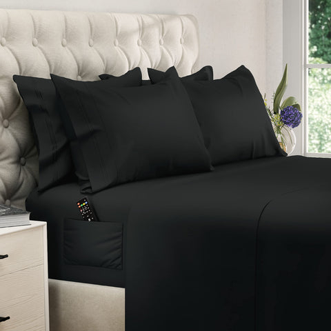 DREAMCARE king-size sheets set packaging highlights premium hotel-grade bedding and a sleek black finish.