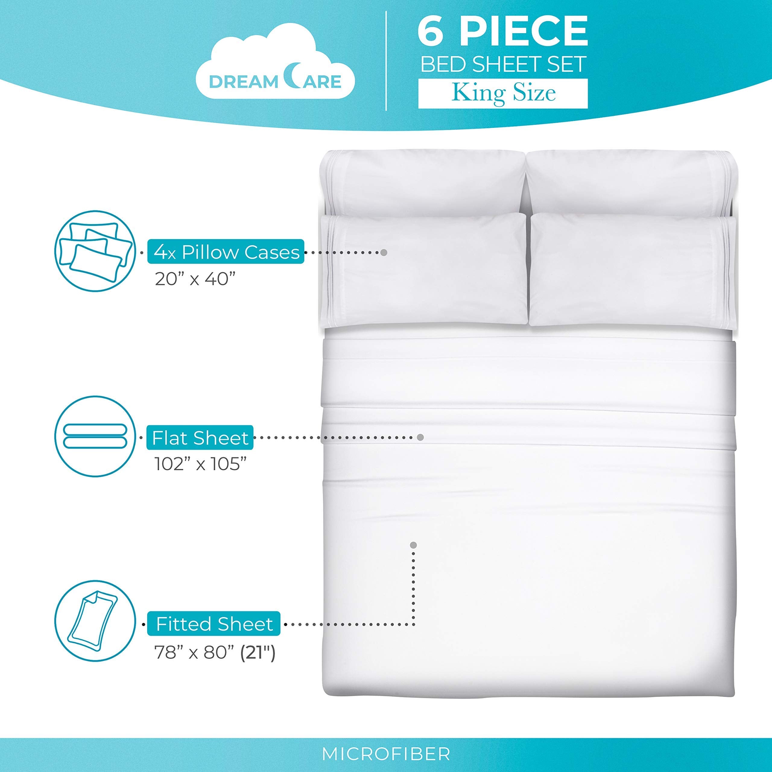 DREAMCARE King Size Sheets Set side pocket close-up for convenient storage during sleep