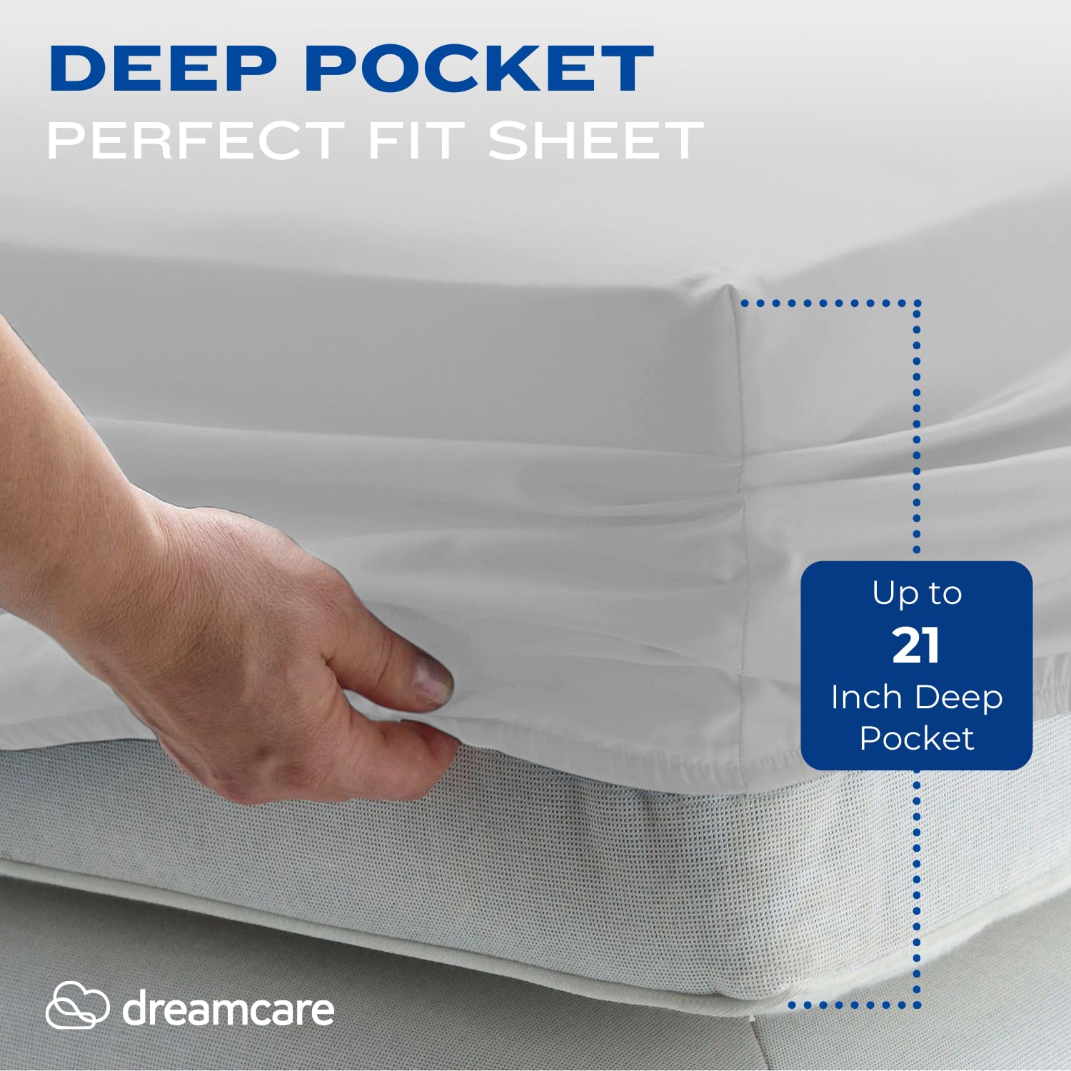 DREAMCARE king-size sheets set side-pocket detail for convenient storage