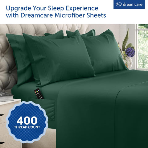 DREAMCARE king size sheets set side pocket for easy phone and remote access