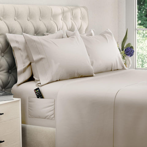 DREAMCARE king size sheets with side pocket for convenient bedside storage
