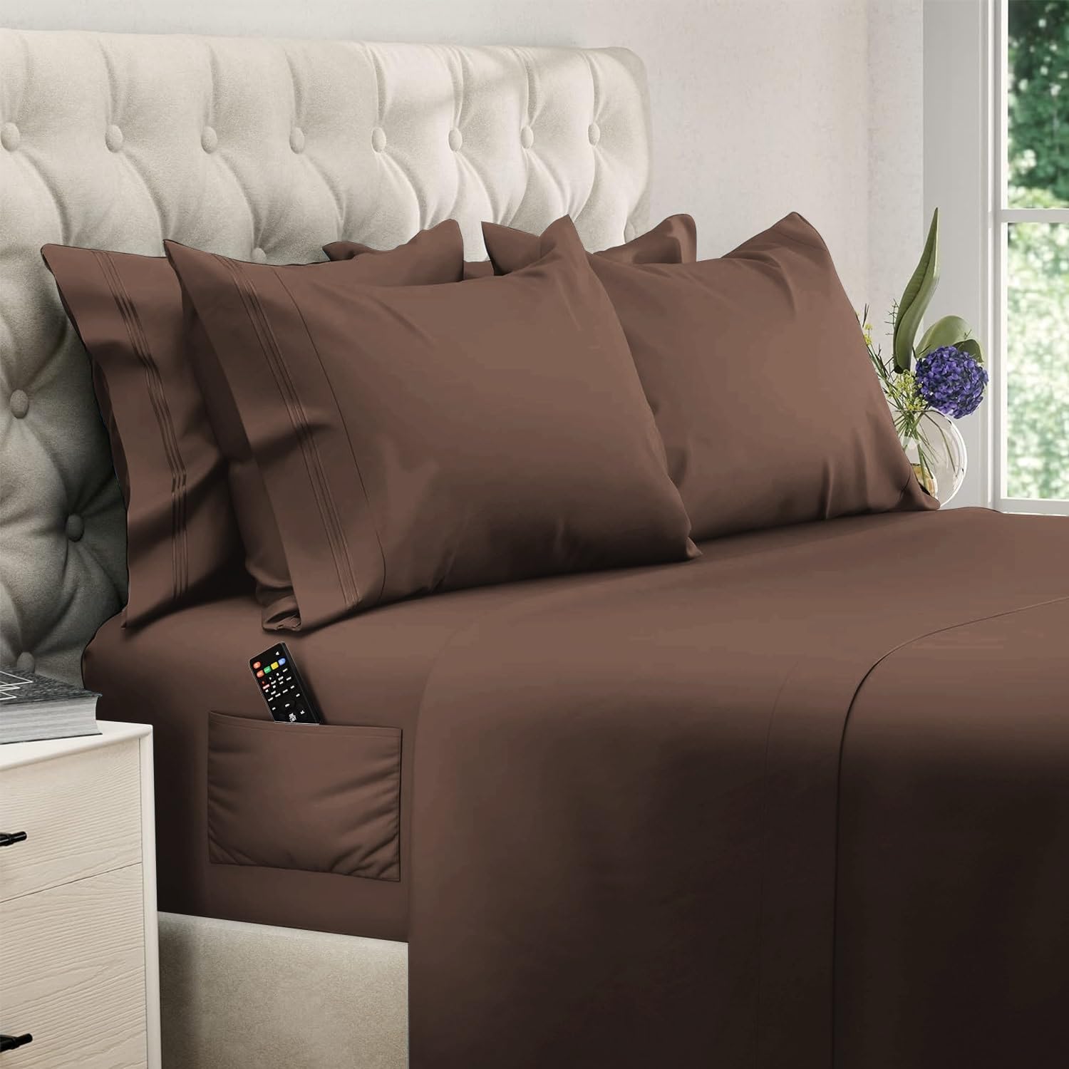 DREAMCARE king size sheets with side pocket for essentials.