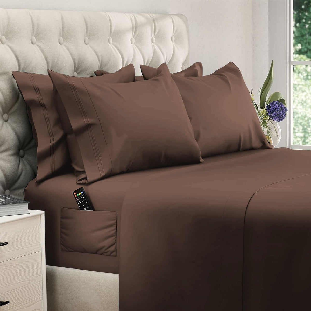 DREAMCARE king size sheets with side pocket for essentials.