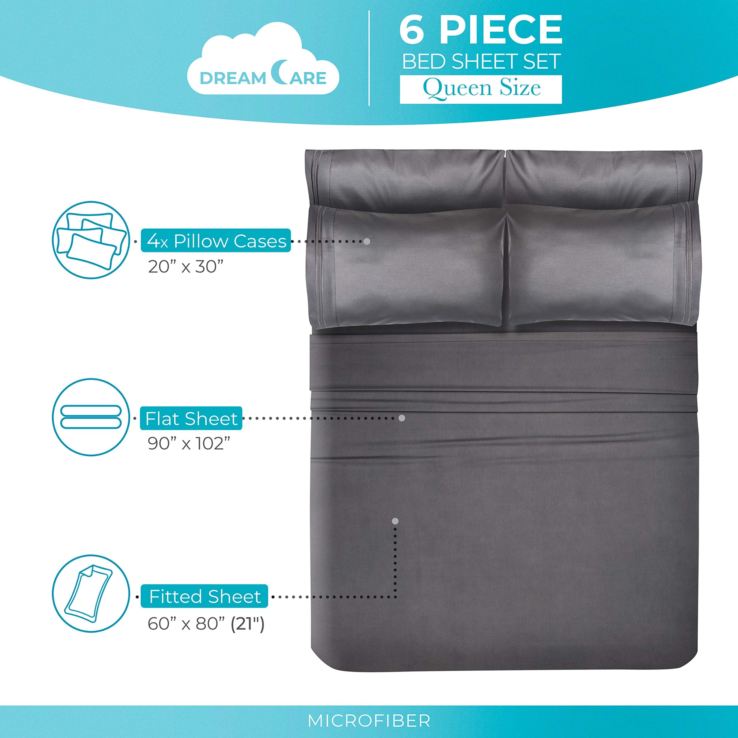 DreamCare Queen Sheet Set soft fabric closeup emphasizes breathable comfort.