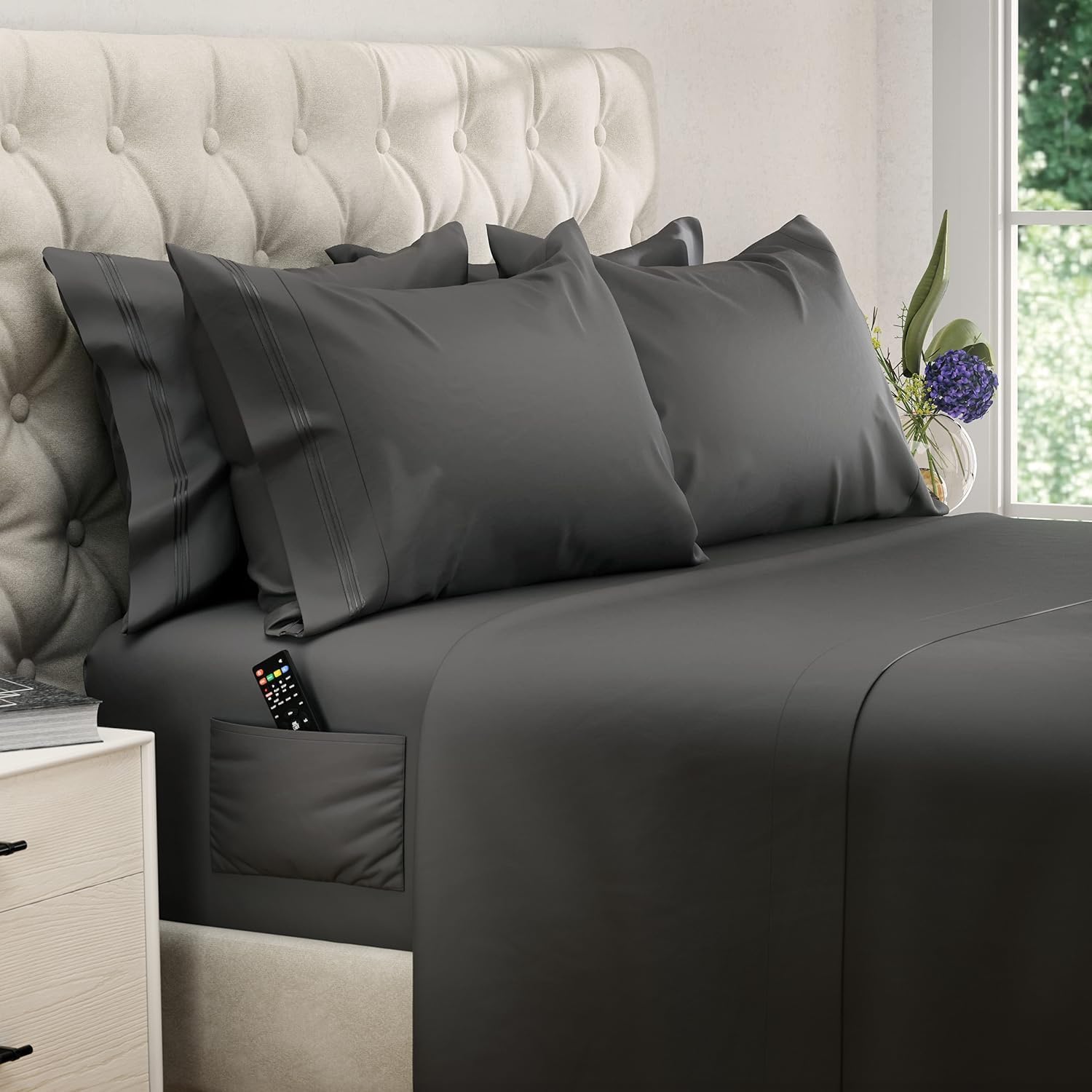 DreamCare secure-fit elastic corner strap keeps sheets in place overnight.