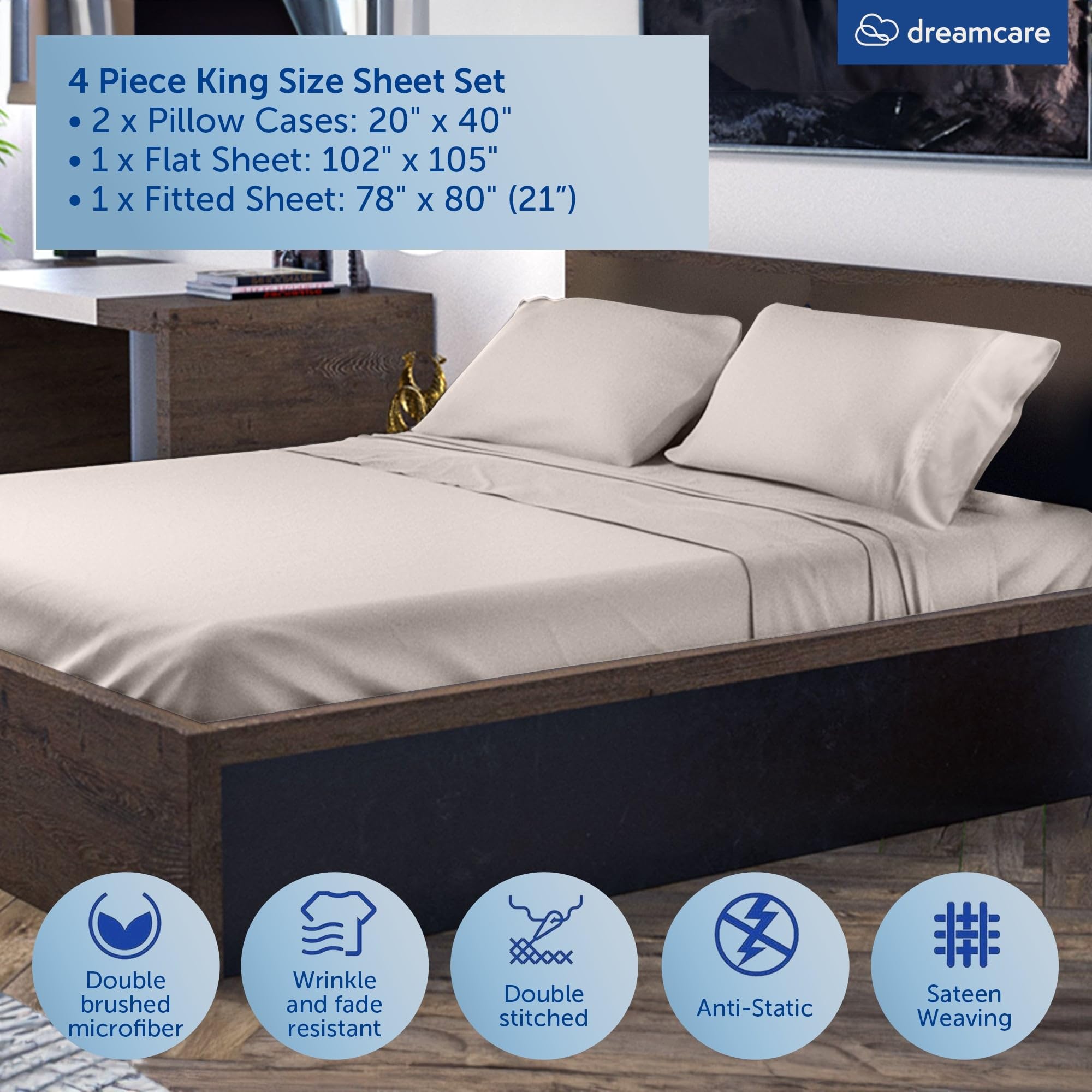 DREAMCARE side-pocket fitted sheet demonstrates convenient storage for essentials.