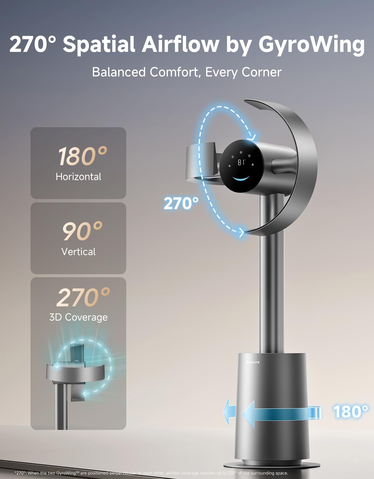 DREAME MF10 bladeless fan delivers 270° airflow around the room