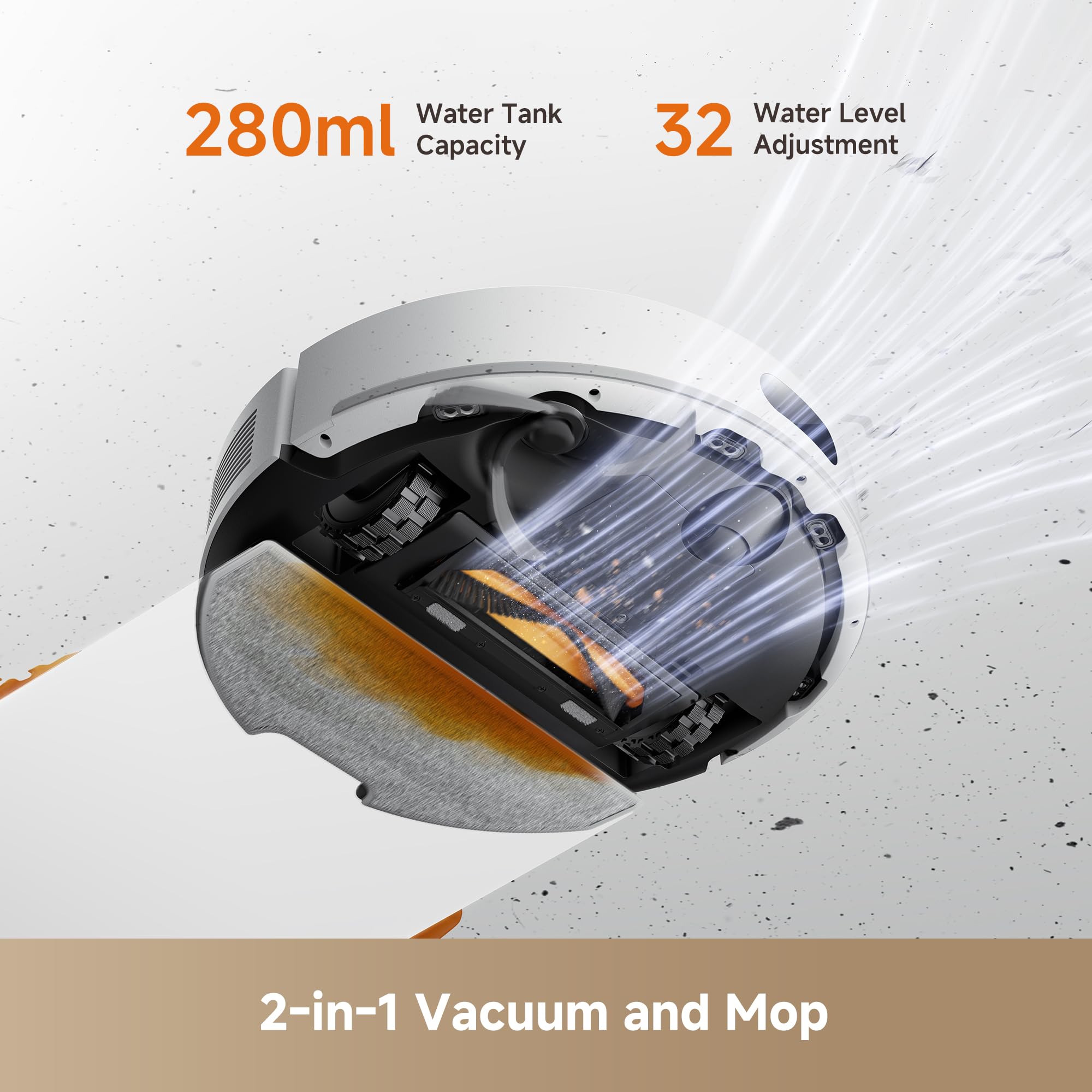 DREAME D20 Air Plus mop system delivers even water flow on surfaces.