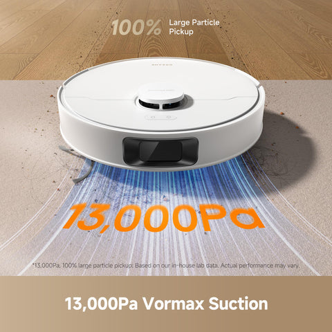 DREAME D20 Plus 13000Pa suction powers heavy debris pickup.