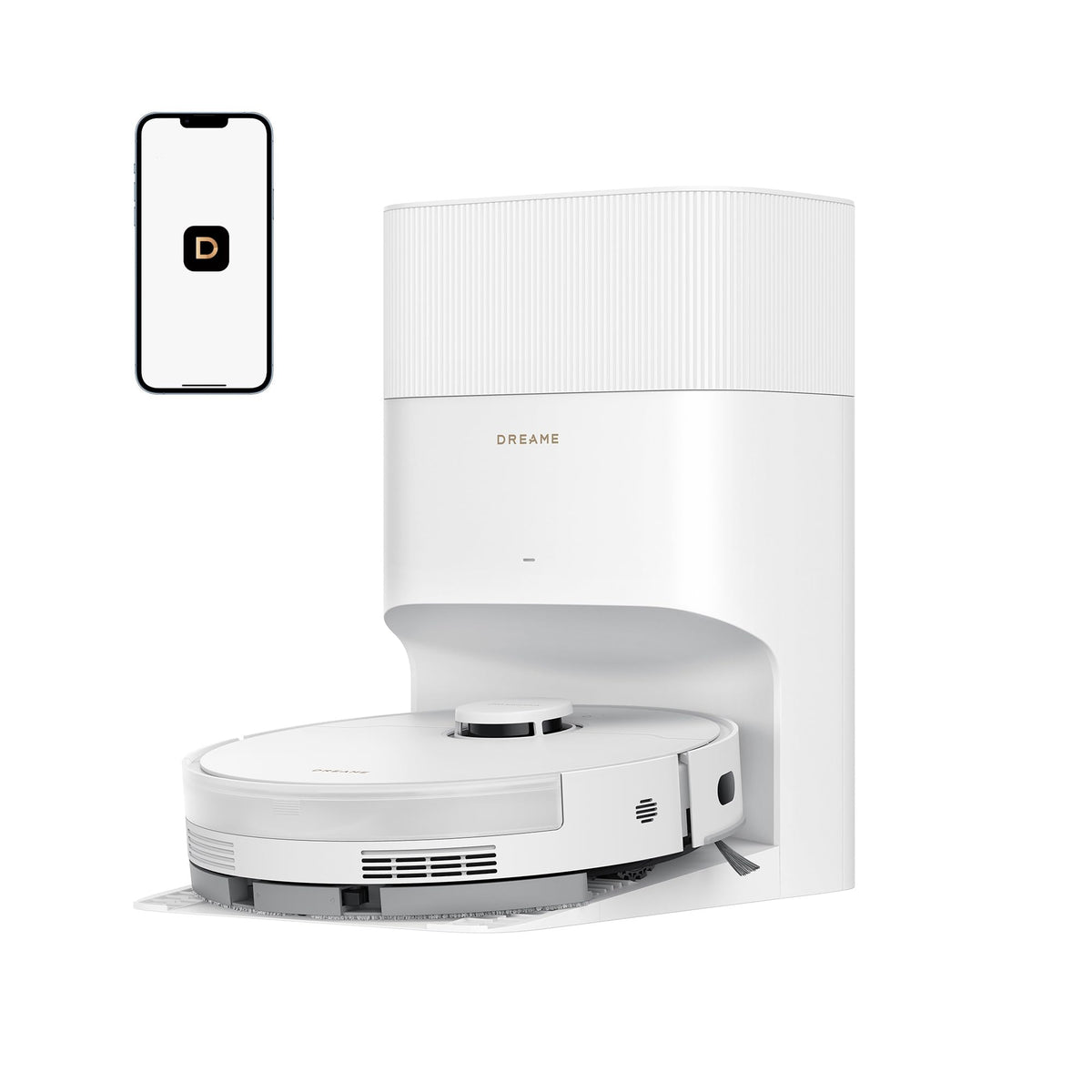DREAME D20 Plus self-emptying dust bin in action for hands-free cleanup.