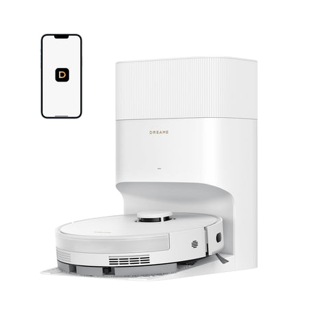 DREAME D20 Plus self-emptying dust bin in action for hands-free cleanup.