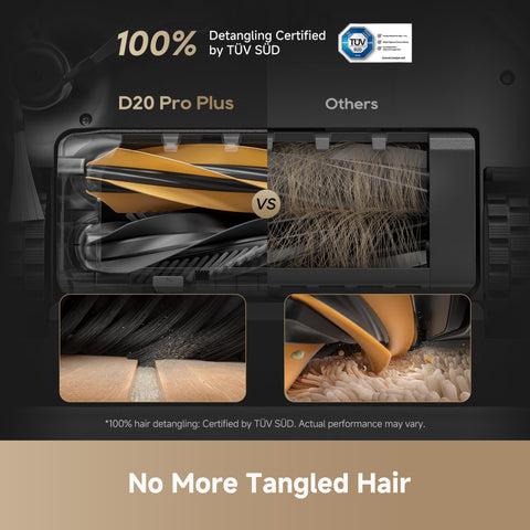 DREAME D20 Pro Plus extendable side brush reaches tight corners effectively.