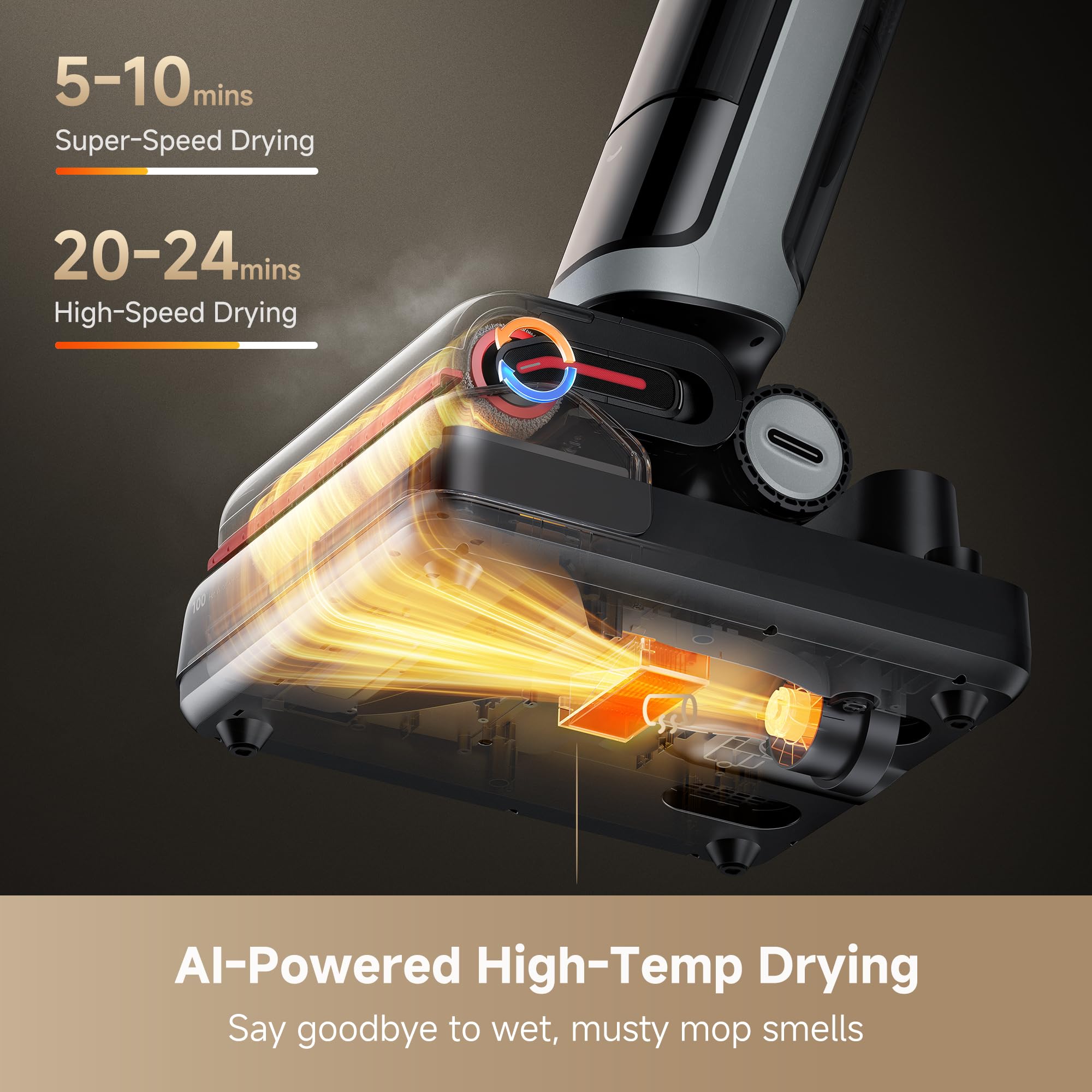 DREAME H15 Pro self-clean 212°F cycle removes grime from brushes.