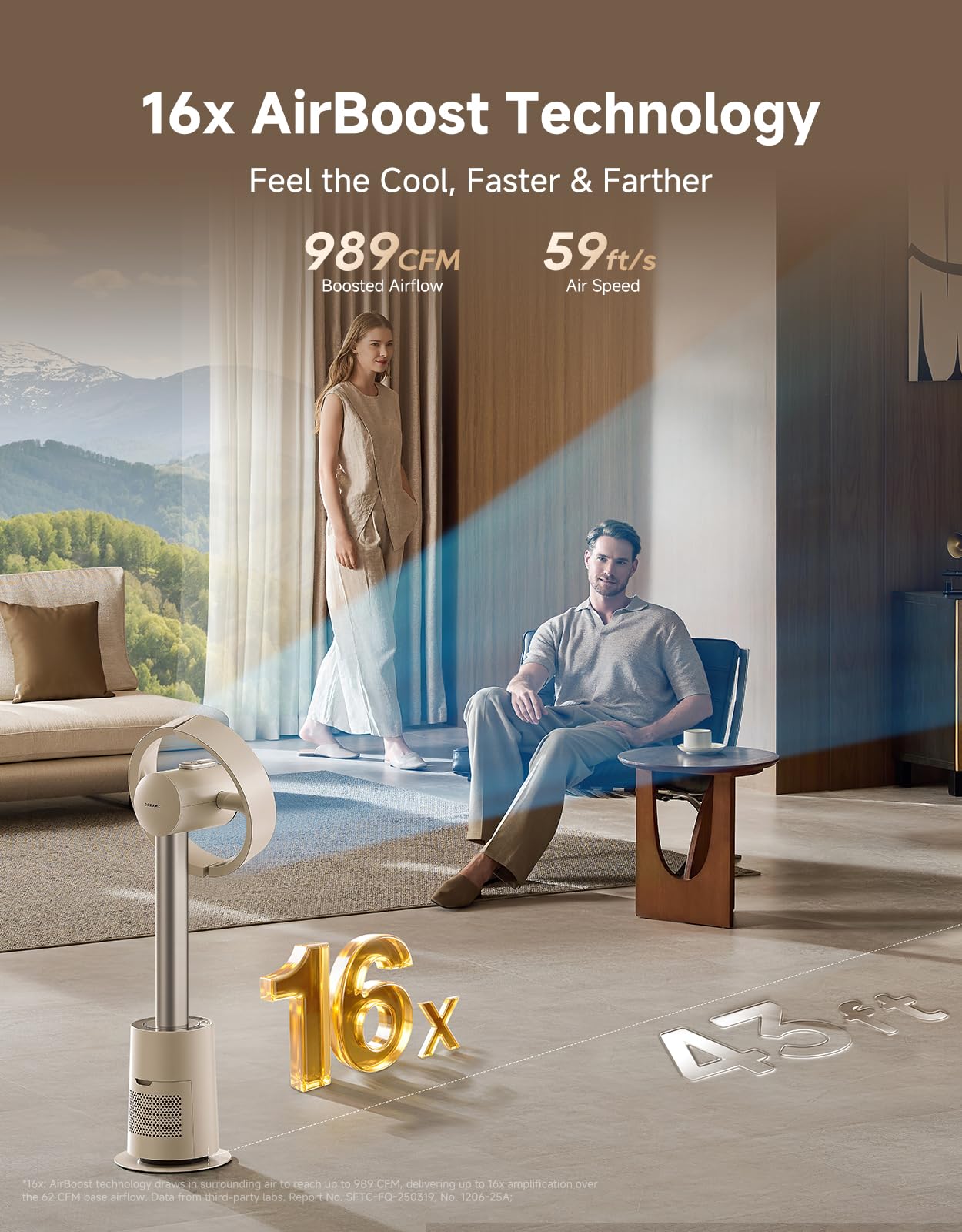 DREAME MF10 AirBoost technology highlights 16x airflow for faster room refresh.