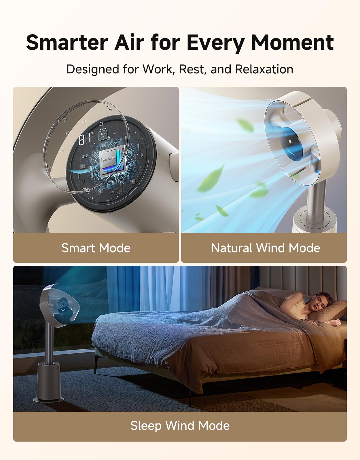 DREAME MF10 quiet operation showcases a calm, unobtrusive breeze.