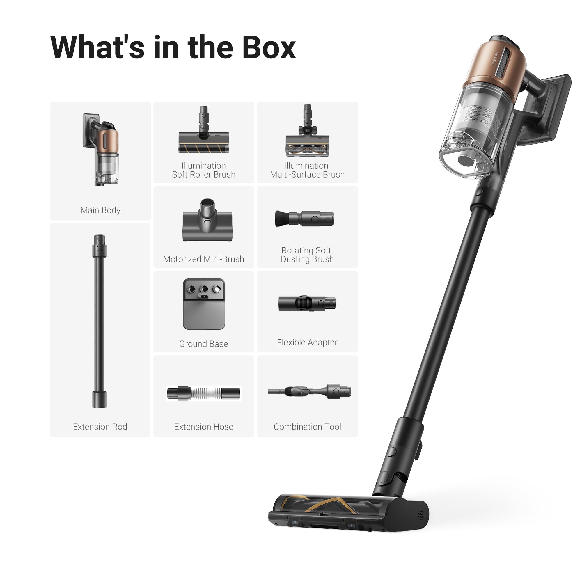 DREAME Z20 low-angle reach attachment cleans tight corners and edges.
