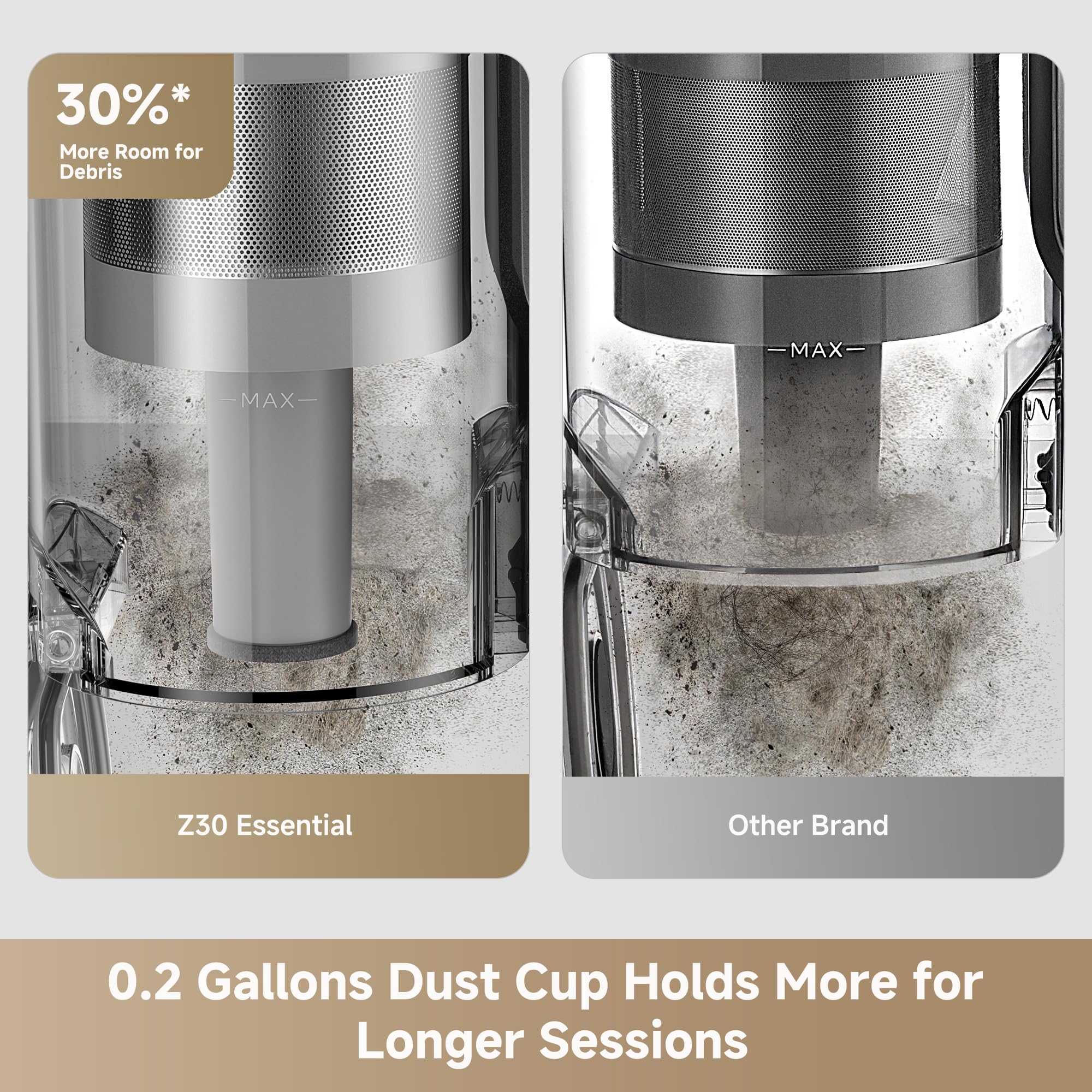 DREAME Z30 Essential CelesTect lighting reveals hidden dust in corners.