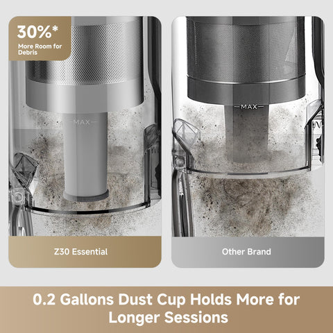 DREAME Z30 Essential CelesTect lighting reveals hidden dust in corners.