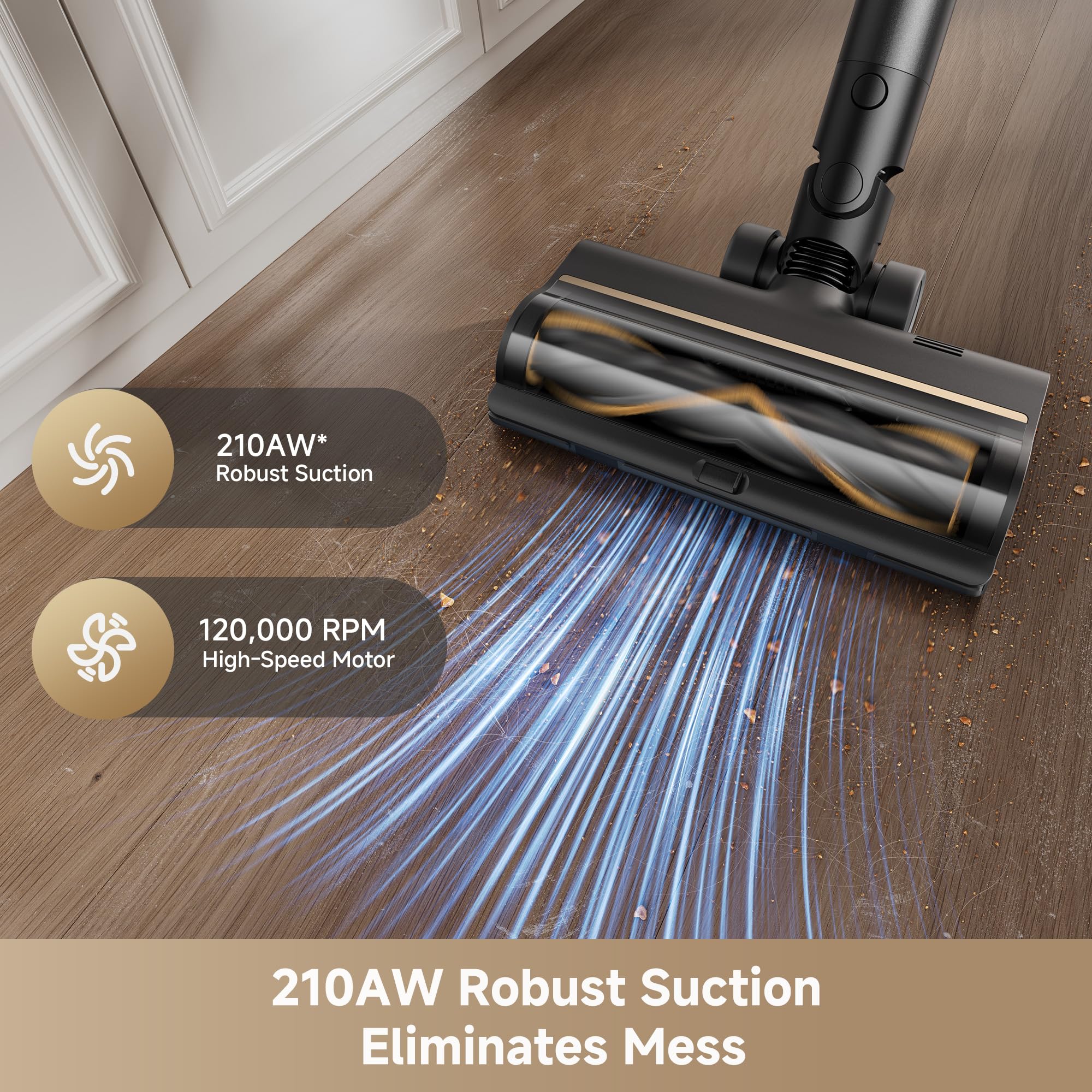 DREAME Z30 Essential large dust cup captures more debris for fewer emptying stops.