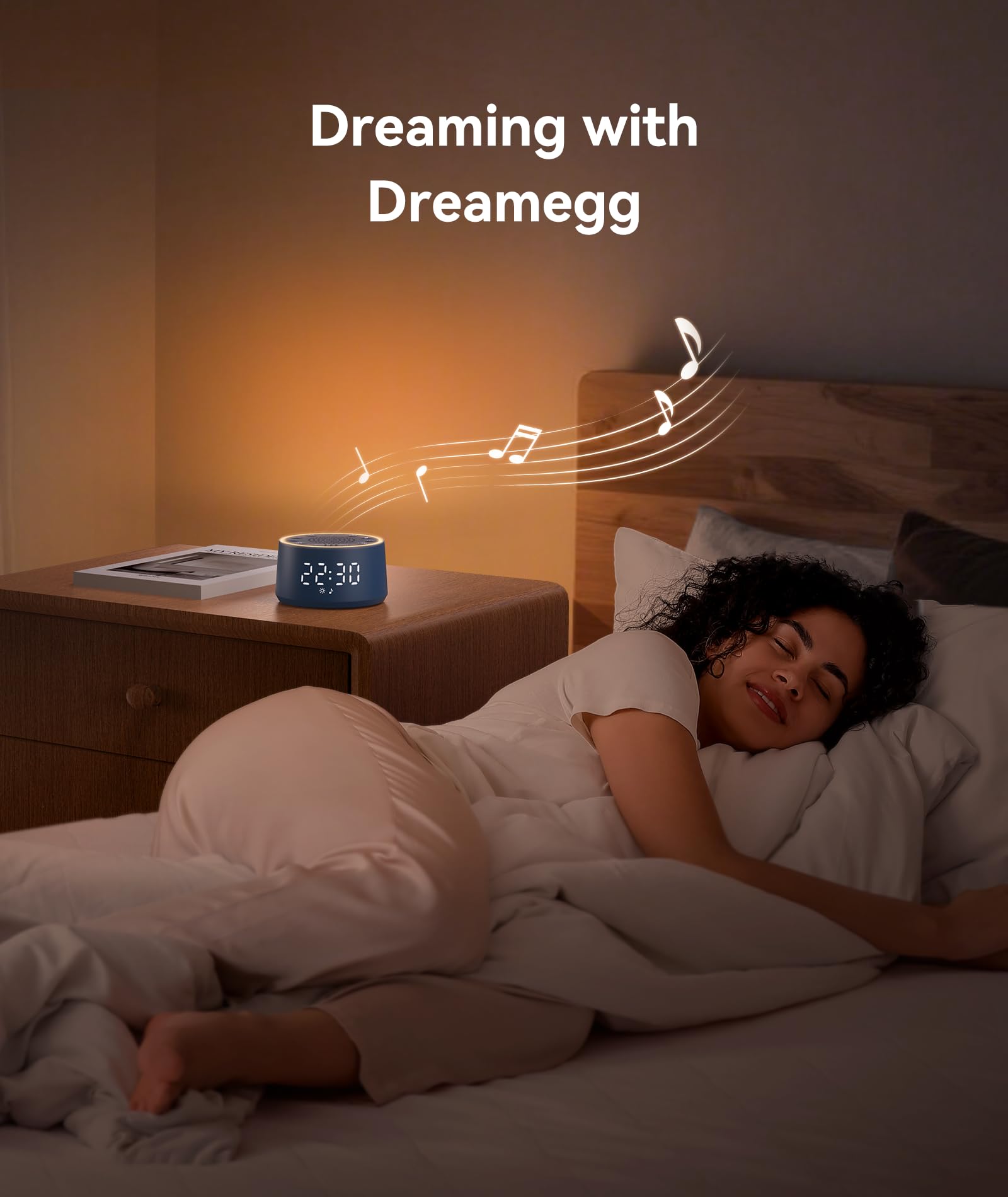 Dreamegg sound library close-up showcasing 25 calming sounds.