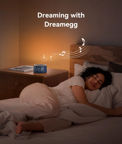 Dreamegg sound library close-up showcasing 25 calming sounds.