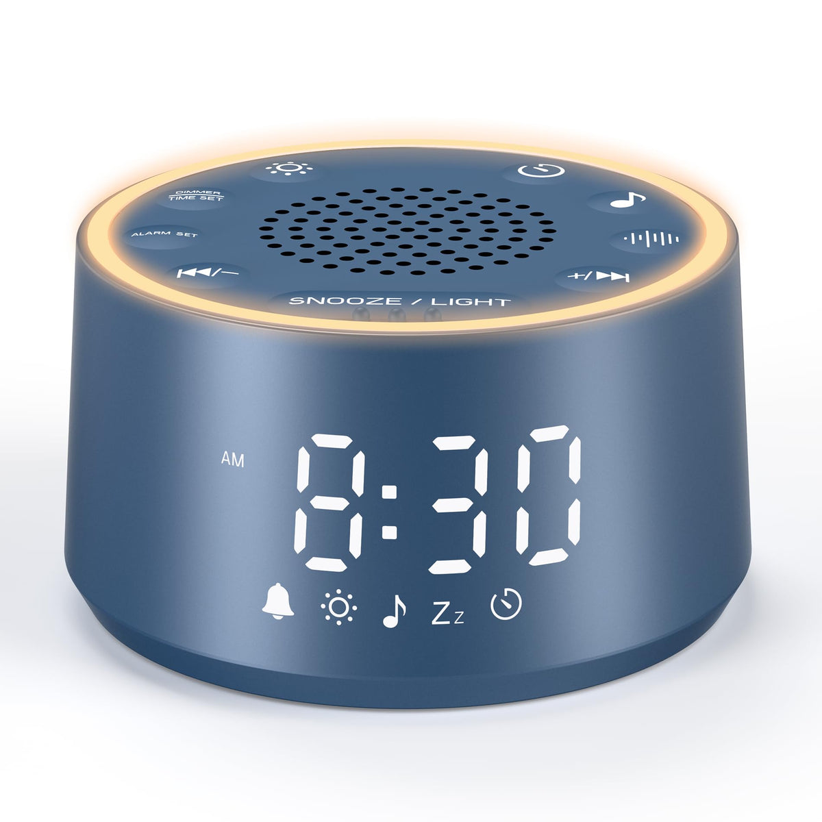 Dreamegg sound machine front view with calm design and sleep-friendly features.