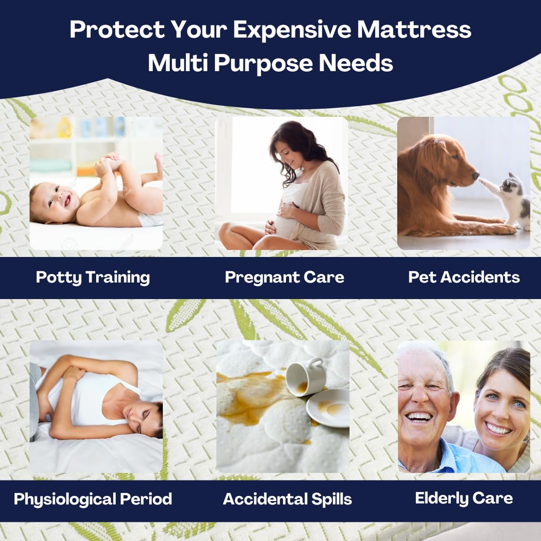 DreamField Linen bamboo cooling mattress protector, twin size fit ensures secure placement.