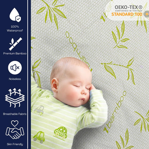 DreamField Linen bamboo cooling mattress protector, around-encasement zipper ensures complete coverage.