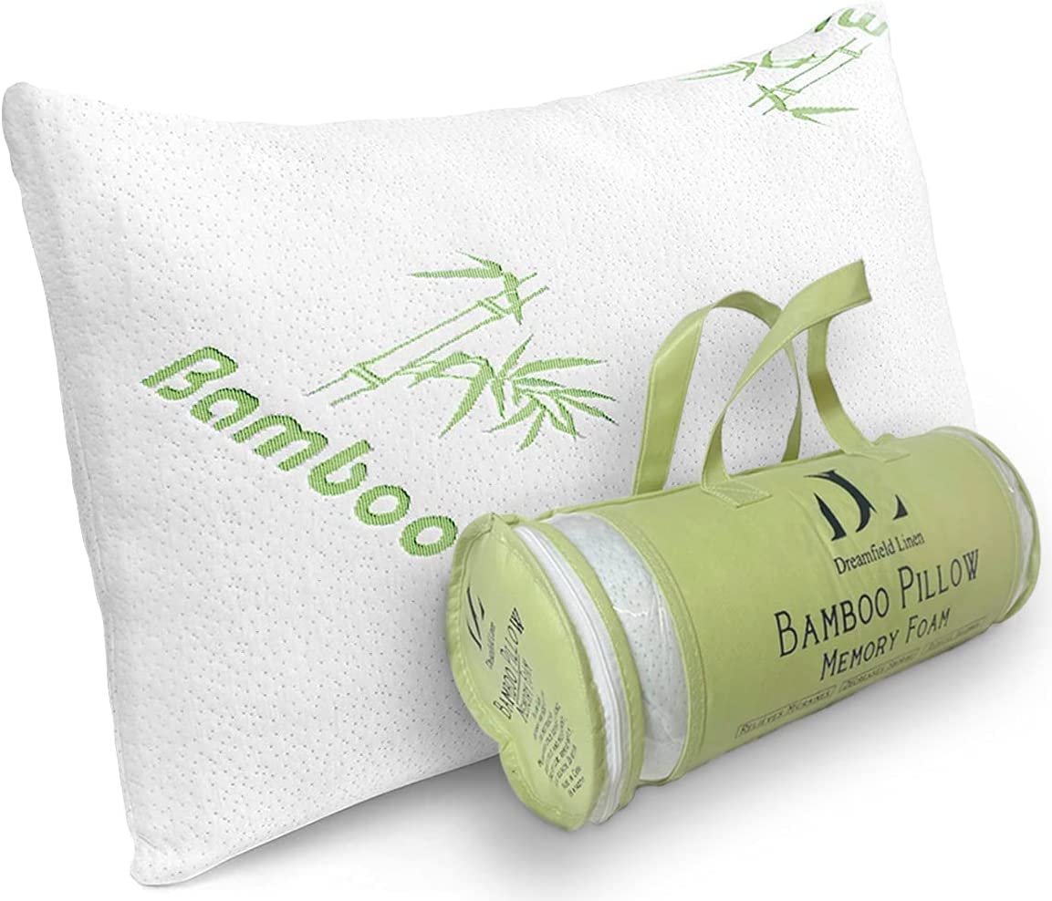 DreamField Linen memory foam pillow king cover provides a breathable, cooling sleep surface.