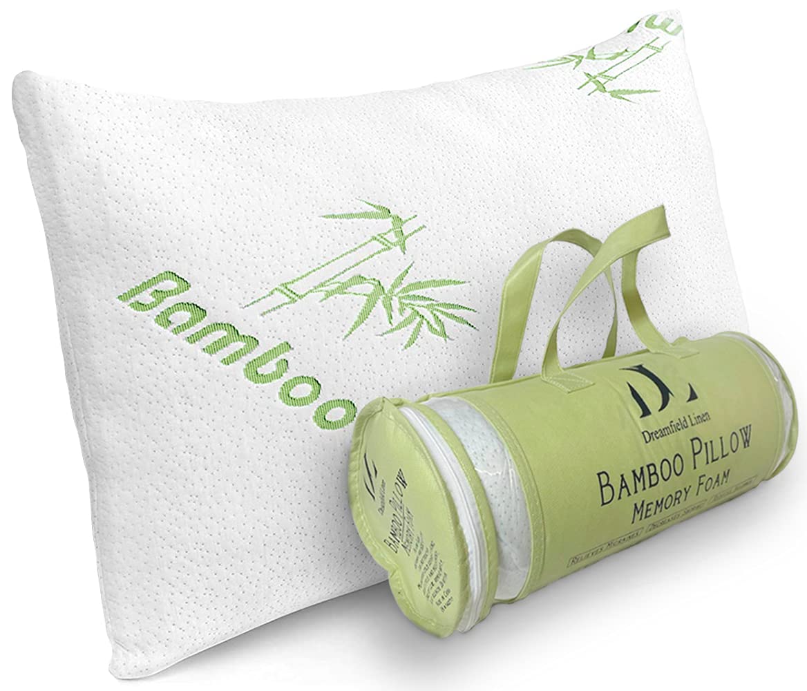 DreamField Linen memory-foam pillow queen cover showcases breathable cooling fabric for restful sleep