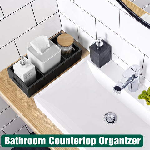 Dreamkey bathroom organizer in use, neatly storing toiletries and towels.