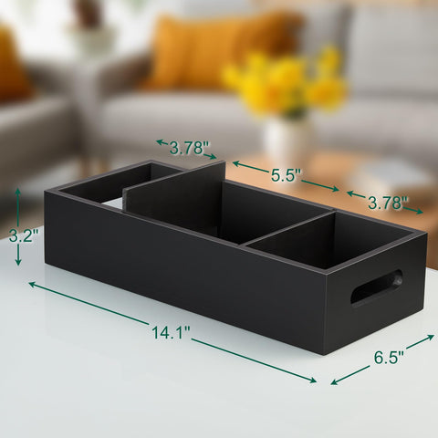 Dreamkey black storage basket with side handle, ideal for compact bathroom organization.