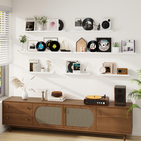 Dreamland white finish mimics wood grain for warm, modern decor.