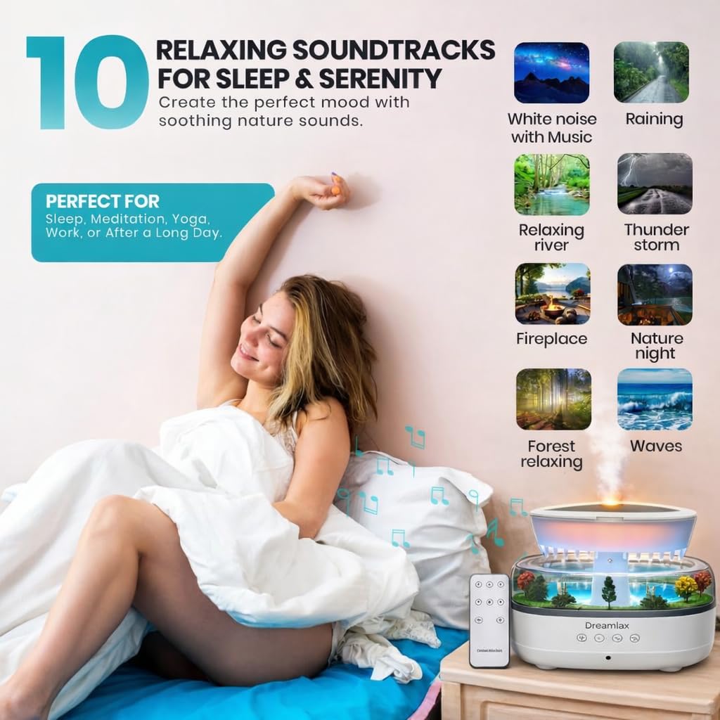 Dreamlax diffuser function for essential oils integrated in the unit.