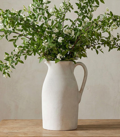 DREAMLOOM ceramic vase with handles, 11-inch height, ideal as a centerpiece.