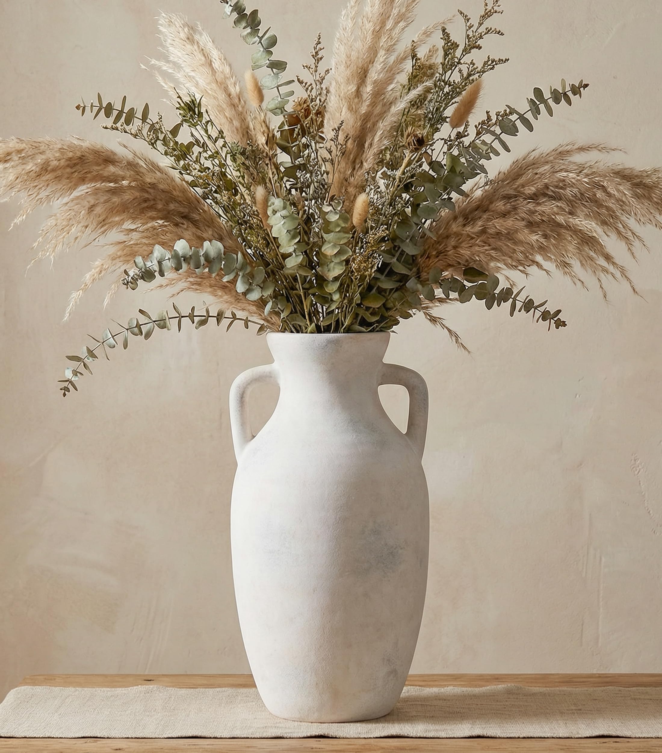 DREAMLOOM ceramic flower vase with handles for an elegant table centerpiece