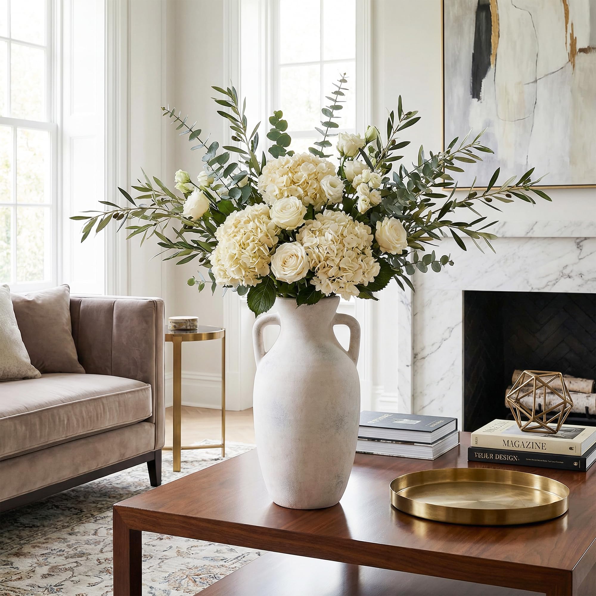 DREAMLOOM antique beige ceramic vase blends rustic charm with modern interiors